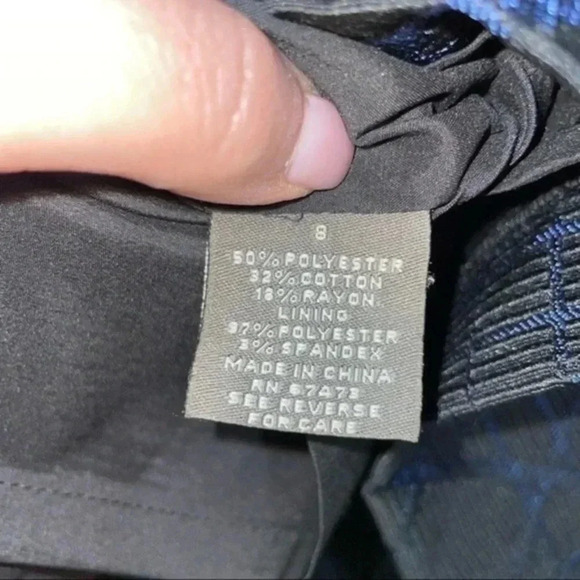 Taylor sleeveless blue/black textured dress 8 - Picture 7 of 7